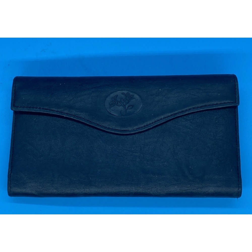 Buxton Blac Leather Long Wallet‎ Kisslock Coin Purse EUC